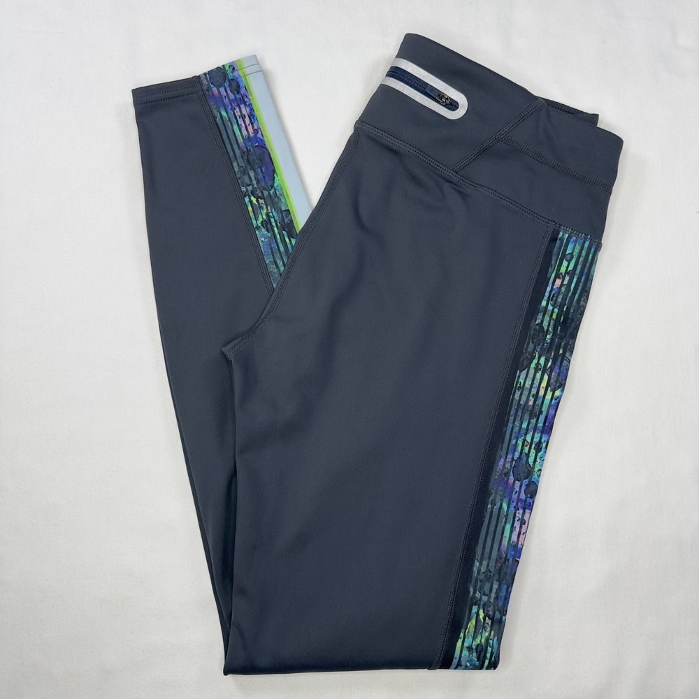 Athleta Leggings Women's Medium Swipe Sonar Tights Flint Gray Colorful Athletic‎